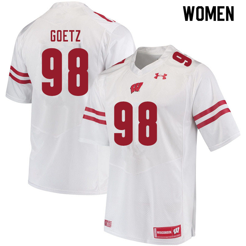 Wisconsin Badgers Women's #98 C.J. Goetz NCAA Under Armour Authentic White College Stitched Football Jersey MQ40U66AX